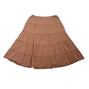 Vintage Y2K Clues Collections brown low rise tiered midi peasant skirt L